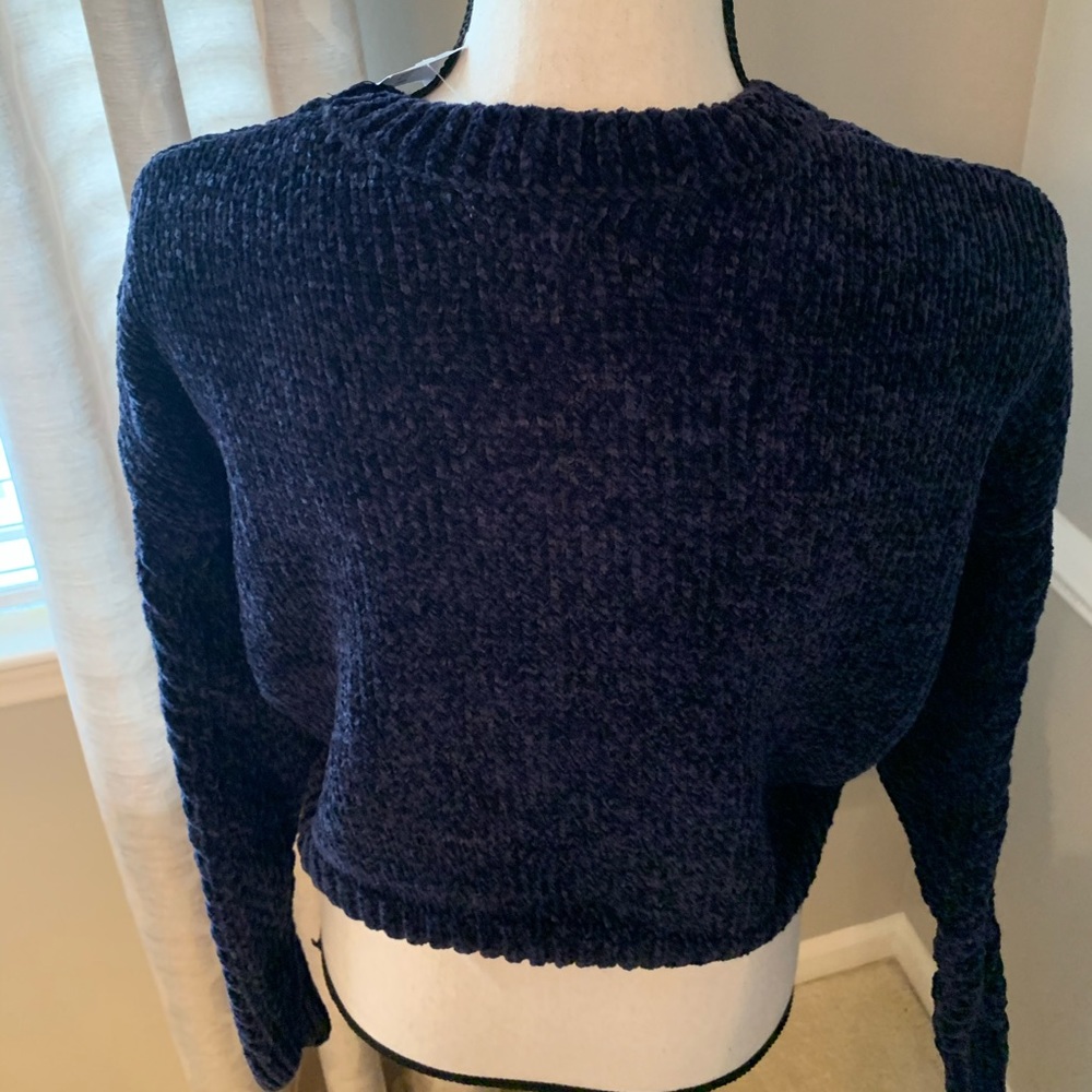 PacSun Navy Blue Chenille Cropped Sweater ,Size Small NWT‎ - Picture 4 of 5